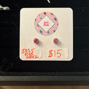 Pink topaz earrings s925